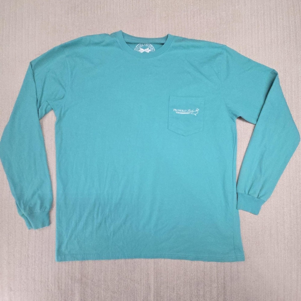 Properly Tied Shirt Mens Large Green Pheasant Graphic Long Sleeve Pocket Tee
